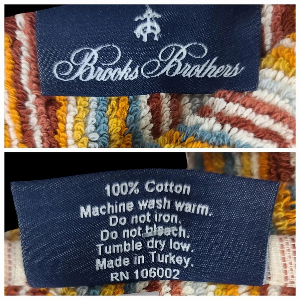 6pc BROOKS BROTHERS Fall Rainbow STRIPED THICK PLUSH TURKISH Towel Set New